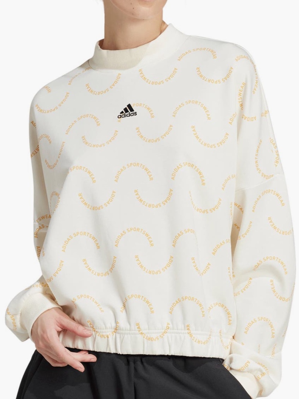 adidas Cream Crewneck Sweatshirt with Orange Logo Pattern